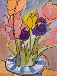 Tulipany (akwarela i tusz)