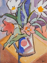 Tulipany (akwarela i tusz)