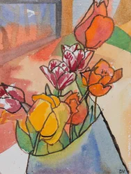 Tulipany (akwarela i tusz)