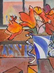 Tulipany (akwarela i tusz)