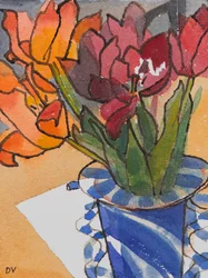 Tulipany (akwarela i tusz)