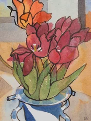 Tulipany (akwarela i tusz)