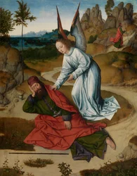 Илия в пустыне, деталь алтаря Святого Таинства, c.1464-68 (панель, масло), полировка