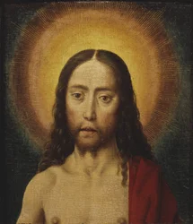 Tete du Christ - Głowa Chrystusa, Bouts, Dirk (1410/20-1475). Olej na drewnie. Wymiar : 22,5x19 cm. Muzeum Narodowe w Sztokholmie