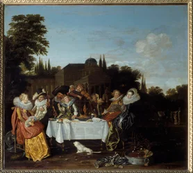 Święto wiejskie. Obraz Dirka Halsa (1591-1656)