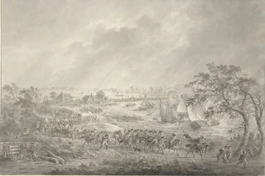 Przeprawa wojsk angielskich i hanowerskich z Nijmegen do Wielkiego Postu przez most na rzece Waal, 7 listopada 1794