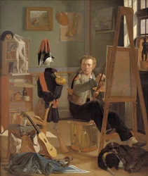 Malarz bitewny Jørgen Sonne w swoim studio