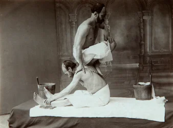 Kąpiel orientalna. Masaż, lata 80. XIX wieku