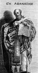 Atanazy Aleksandryjski (298-373) Ojciec kościoła, rycina wg obrazu Domenichina w kościele Grottaferrata