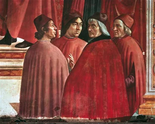 Historie Maryi Panny: Zwiastowanie Zachariaszowi, fragment Cristoforo Landino, Angelo Poliziano i Marsilio Ficino, ok. 1485-90 (świeże)
