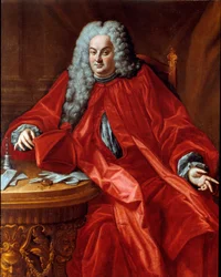 Portret Domenico Canevari (1683-1745) doża Republiki Genowej w latach 1742-1744 Obraz przypisywany Domenico Bocciardo (1686-1746) XVIII w. Słońce. 160x130 cm Sestri Levante, Galleria Rizzi