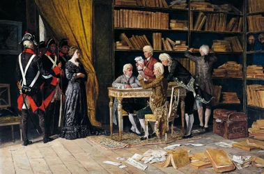 Przeszukiwanie domu Eleonory Pimentel, obraz Domenico Battaglia (1842-1921), olej na płótnie