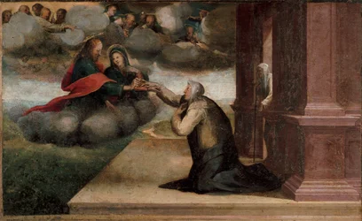 Ołtarz ze stygmatami św. Katarzyny. Szczegół Predelle: Mistyczne wesele św. Katarzyny ze Sieny. Obraz Domenico Beccafumi (1486-1551)