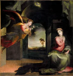 Zwiastowanie. Obraz Domenico Beccafumi (1486-1551)