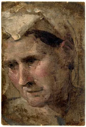 Beccafumi - Głowa starej kobiety patrzącej w lewo Olej na papierze, 1953,1212.4