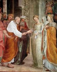 Wesele Dziewicy, szczegół. Obraz Domenico Beccafumi (1486-1551)