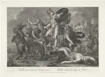 Achilles wlecze ciało Hektora za swoim rydwanem