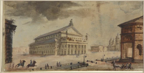 Petersburski Imperialny Teatr Bolszoj Kamenny - Domenico Felice Lamoni (1745-1830). Akwarela i biały kolor na papierze, przed 1783 r. Państwowe Muzeum Historii Sankt Petersburga