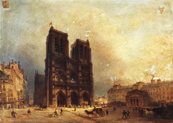 Vue du parvis de Notre-Dame, ok. 1835, ok. 1835 (olej na płótnie)