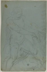 Samson i lew (rekto); Dziewica Maryja z wyciągniętą prawą ręką (verso)