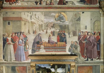 Cud chłopca przywrócony do życia, scena z cyklu Żywot św. Franciszka z Asyżu, 1486 fragment fresku z 52660