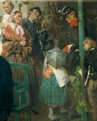 Wiadomość o pokoju Villafranca, autor Domenico Induno, detal