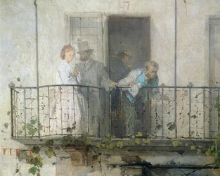 Wiadomość o pokoju w Villafranca, autor Domenico Induno, detal