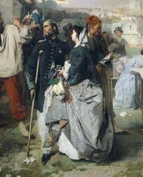 Wiadomość o pokoju Villafranca, autor Domenico Induno, detal