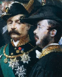 Wmurowanie kamienia węgielnego pod Galerię Vittorio Emanuele w Mediolanie, reż. Domenico Induno, detal, olej na płótnie