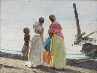 Postacie na plaży (olej na płótnie)