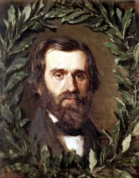 Portret włoskiego kompozytora Giuseppe Verdiego (1813 - 1901). Obraz Morelli.