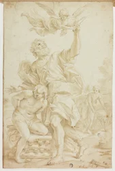 Ofiara Izaaka (recto); Szkice postaci (verso)