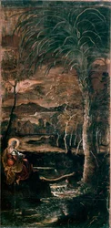 Obraz Świętej Marii egipskiej autorstwa Tintoretto lub Tintoreta (Jacopo Robusti) (1518-1594) 1583-1587 Scuola di san Rocco, Wenecja