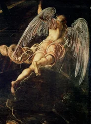 Zstąpienie Jezusa Chrystusa do otchłani. Fragment z aniołem. Obraz Jacopa Robusti, zwanego Tintoretto