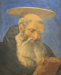 Głowa brodatego świętego z tonsurą, ok. 1440-44 (tempera na drewnie)