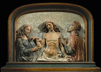 Martwy Chrystus adorowany przez świętego Jana Ewangelistę i świętą Marię Magdalenę ...