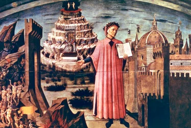 Dante i jego wiersz Boska komedia, 1465.