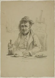 Portret Lantara w roli Joly, z Le Peintre au Cabaret