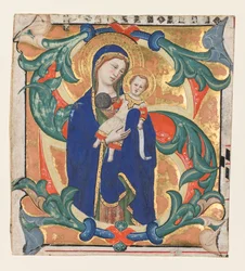 Inicjał S[alve sancta parens] z Graduału: Madonna z Dzieciątkiem