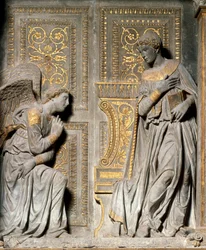 Zwiastowanie, płaskorzeźba wysoka Donata de Bardi, zwanego Donatello (ok. 1386-1466), 1435, Chiesa di Santa Croce, Florencja