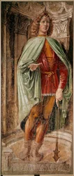 Młody mężczyzna w klubie (Giovane dalla mazza) Cykl herbów rodziny Panigarola. Fresk Donato Bramante (1444-1514) Pinacoteca di Brera, Mediolan