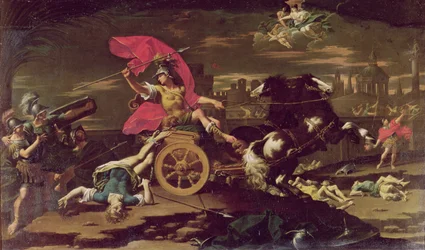 Achilles ciągnący ciało Hektora wokół murów Troi
