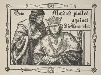 Jak Mordred spiskował przeciwko Sir Launcelotowi, ilustracja z „Story of King Arthur and the Round Table” autorstwa Beatrice Clay, wydanie 1, 1905