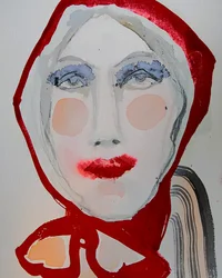 Portret kobiety w czerwonym kapturze
