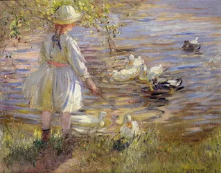 Karmienie kaczek (olej na płótnie)