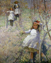 Zbieranie pierwiosnków (olej na płótnie)