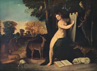 Kirke i jej kochankowie w pejzażu, około 1525