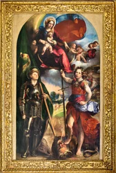 Madonna z Dzieciątkiem Jezus i św. Jerzym i św. Michałem Archaniołem, ok.1518 (olej na desce)