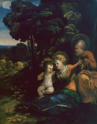 Spoczywaj w locie do Egiptu, autorstwa Dosso Dossi, w Galerii Uffizi we Florencji