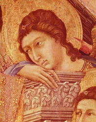 Ołtarz Maesty Duccio w katedrze w Sienie autorstwa Duccio di Buoninsegna (ok. 1255 - przed 1319), tempera na drewnie, 212x425 cm, detal